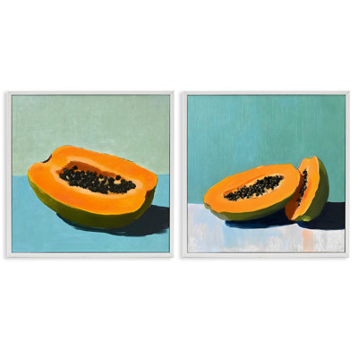 «Papaya on Blue Still Life», ensemble de 2 giclées encadrées, design par Walker Noble
