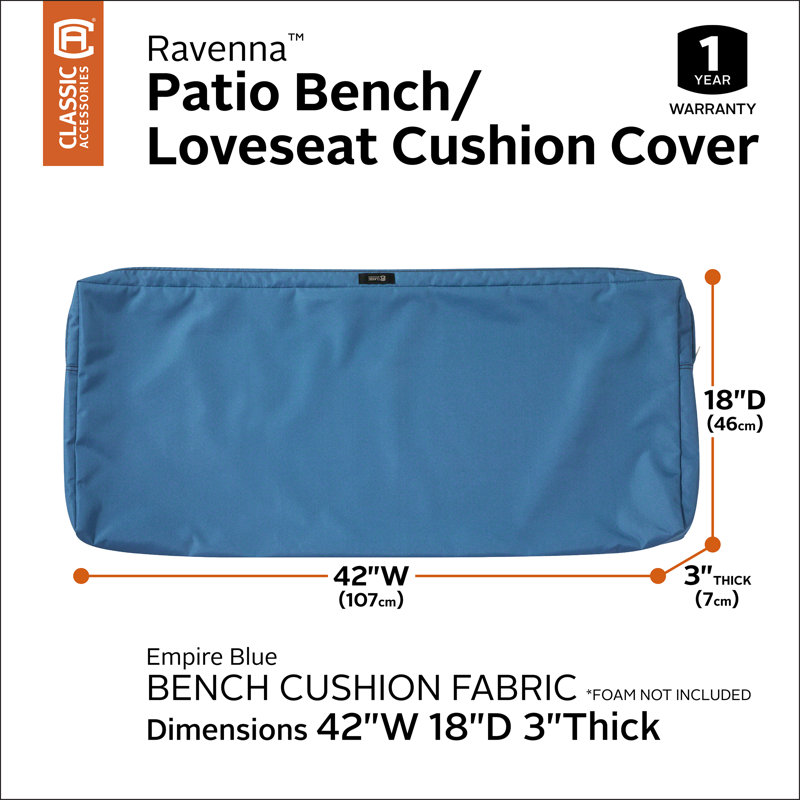 Jaylon Indoor/Outdoor Cushion Cover, 3" H x 42" W x 18" D, Empire Blue Velvet