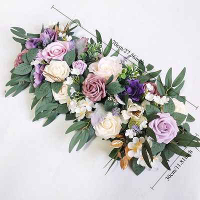 27,5 po Faux mariage fleur rangée rose soie fausse fleur arche fond fenêtre affichage floral fête décoration intérieure