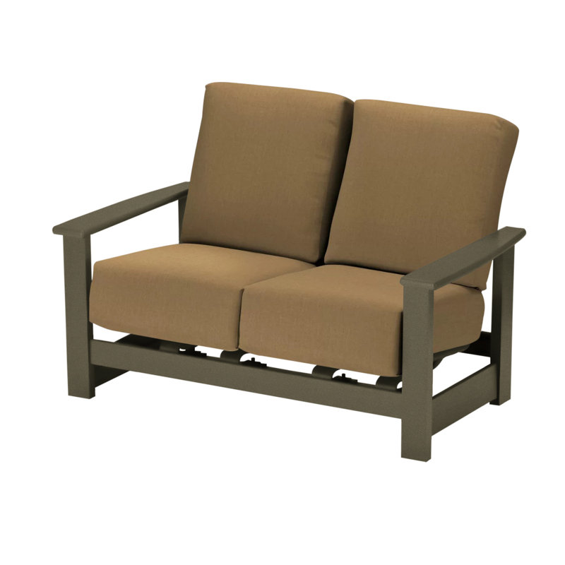 Leeward 56.5'' Wide Loveseat with Cushions, Canvas Heather Beige Sunbrella® Canvas, Beachwood