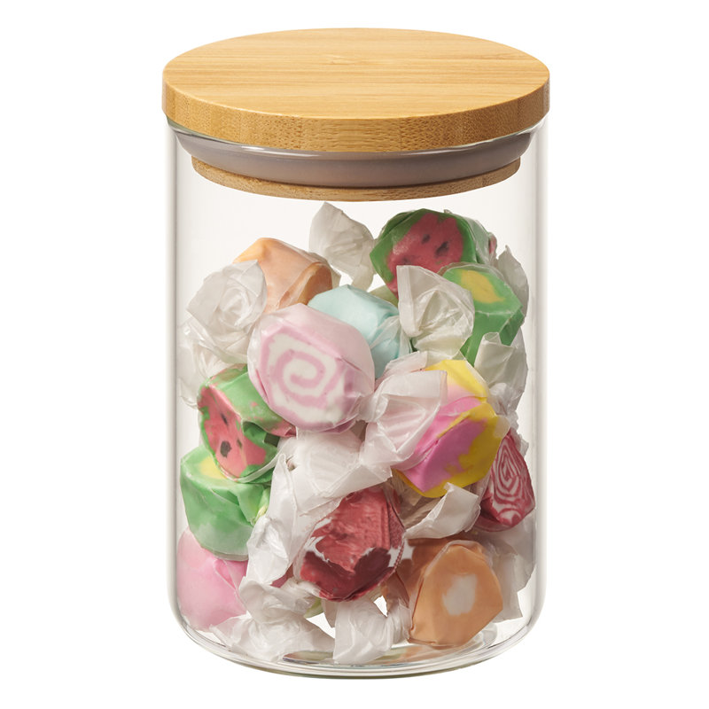 Clear Glass Cylinder Canisters with Bamboo Lids - Set of 3
