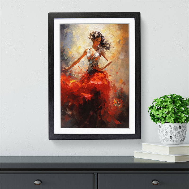 Flamenco dancer Impressionism - Framed Print, 46cm H x 34cm W x 2cm D, Black