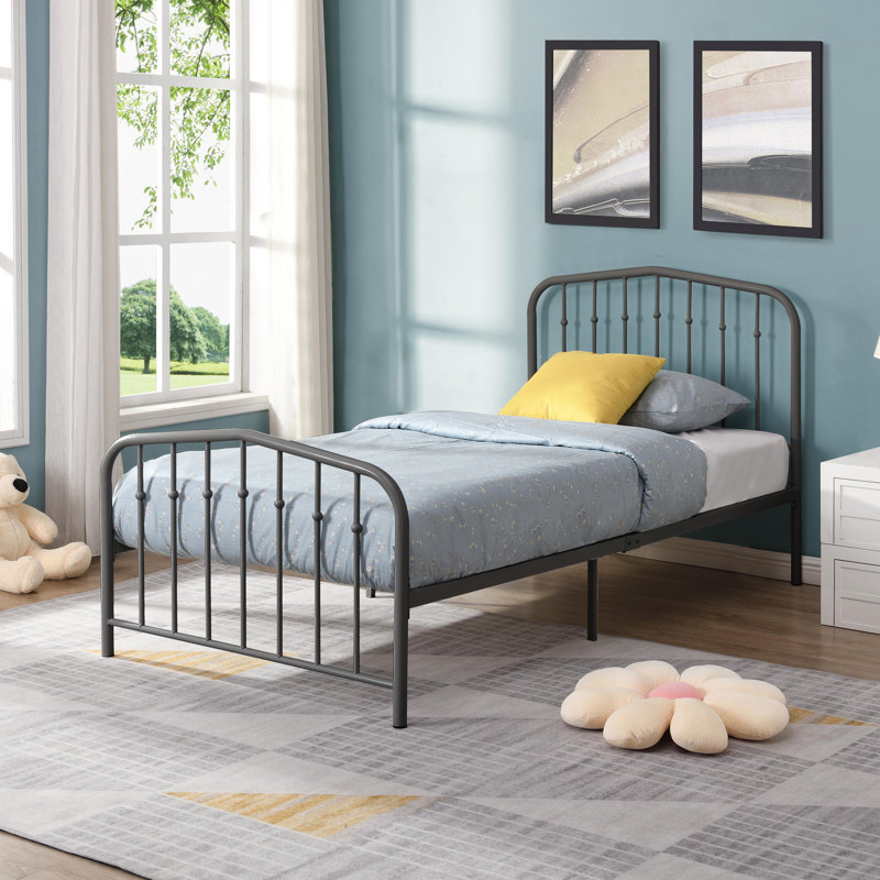 Lindsey Metal Open-Frame Bed, Queen, Dark Gray
