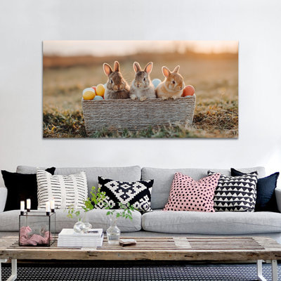 Art mural de lapin de Pâques GUTTATY, décoration murale de photos de lapin de Pâques au printemps, œufs de Pâques et photos de lapin, impressions de Pâques pour le salon, la chambre d'enfant, la chambre de bébé, la chambre de bébé prête à être suspendue 30 po x 60 po
