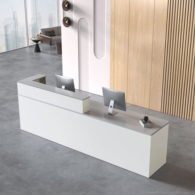 Sleek Ergonomic Reception Desk With Ample Storage And Quiet Glide System