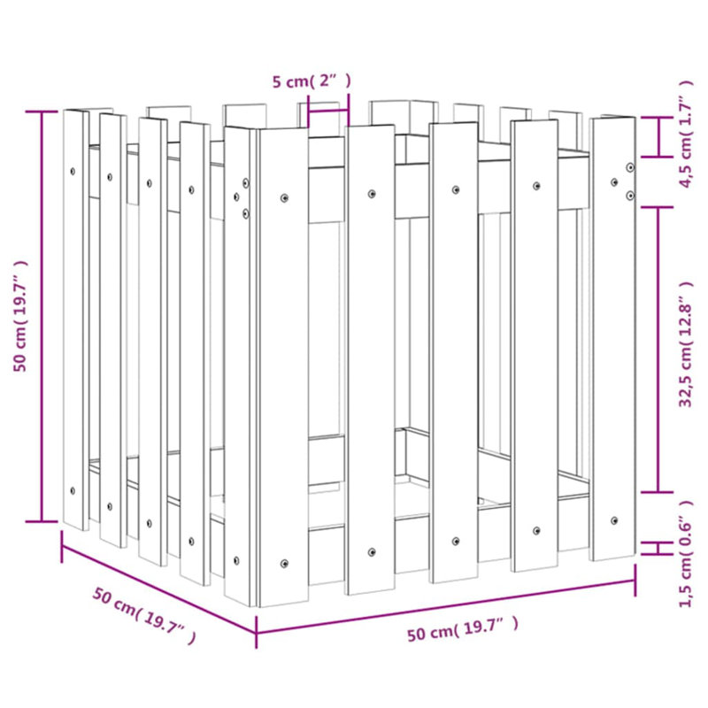 Nabeela Wood Planter Box, 50cm H x 50cm W x 50cm D, Black
