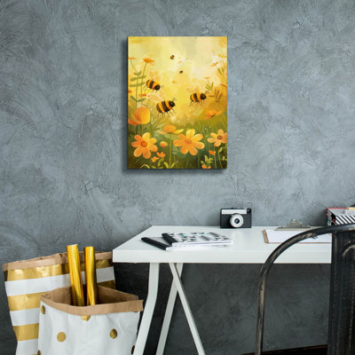 «Bees and Flowers» par Andreas Magnusson, art mural sur toile, 26 po x 34 po