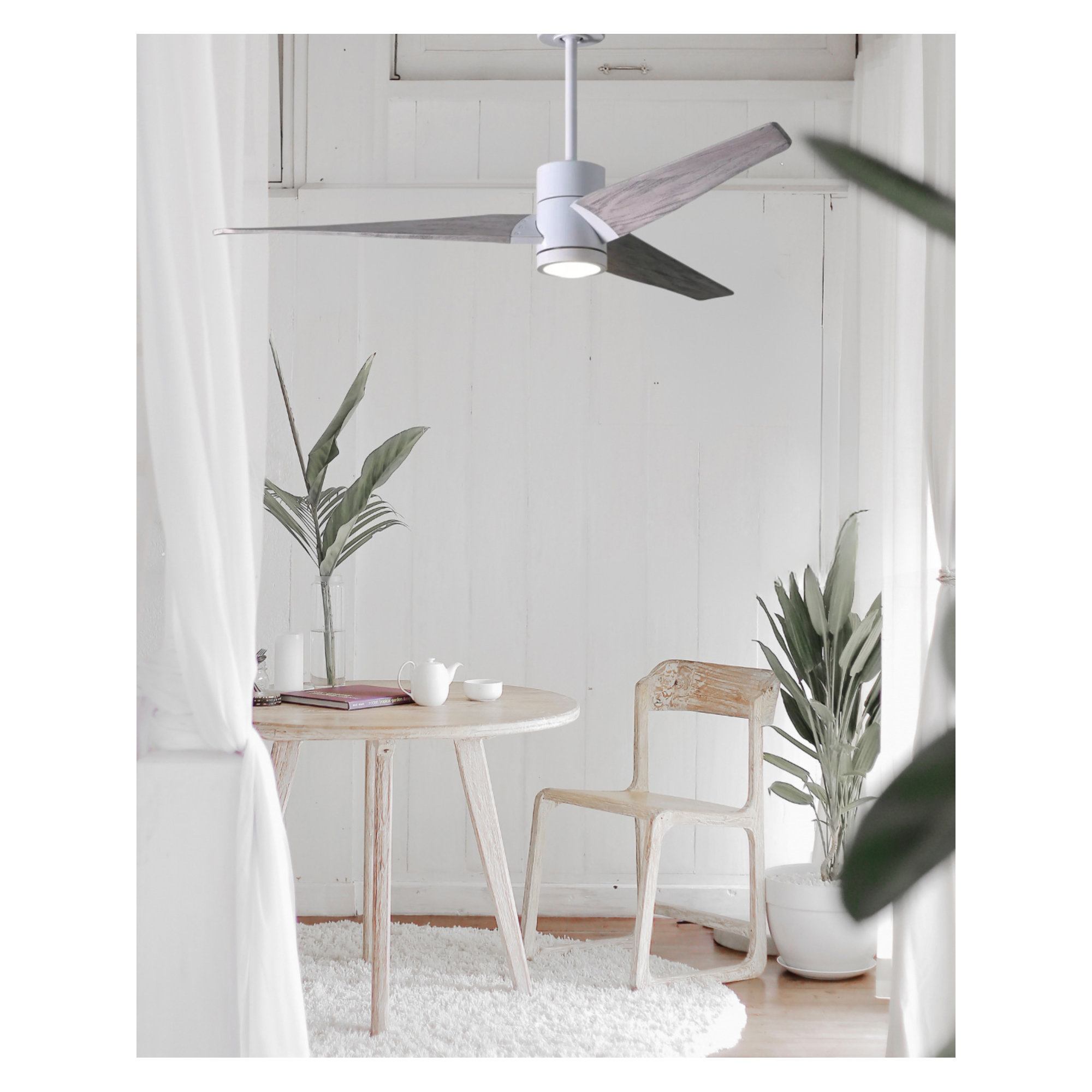 42"  3 - Blade LED Standard Ceiling Fan with Light Kit Included, 52", Gloss White/Barn Wood, Barn Wood Tone