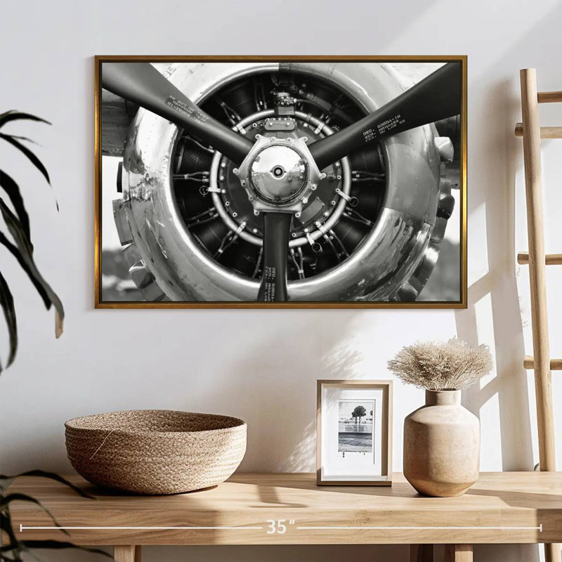 Hélice d'avion, 25 po x 17 po, Cadre flottant doré
