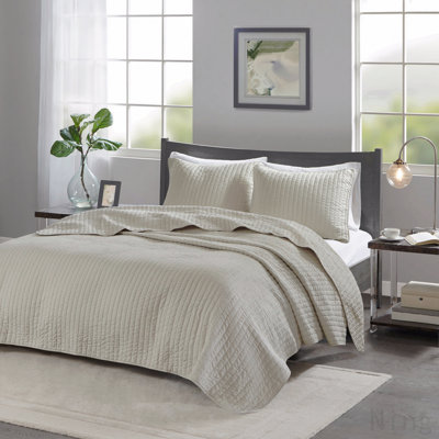 2 Piece Quilt Set Cream Twin/Twin XL