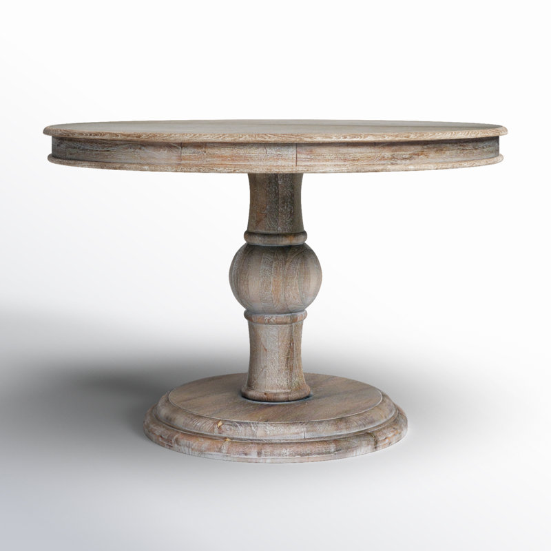 47" Mango Solid Wood Pedestal Dining Table, 30"H x 47"L x 47"W