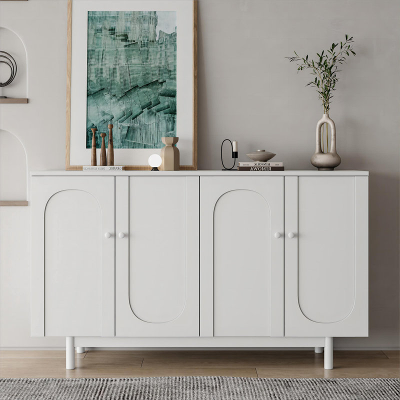 Console de rangement avec 4 portes, Blanc