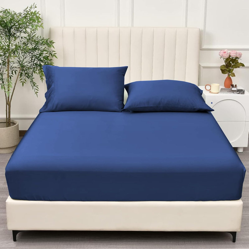 Salissa Microfiber Plain Weave / Muslin Fitted Sheet, Royal Blue, Super King (6')