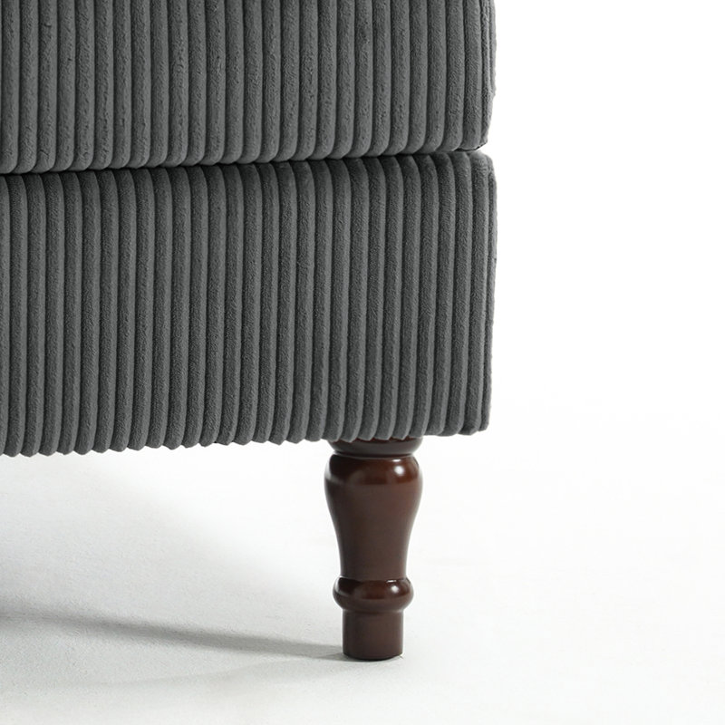 3 Seater Corduroy Sectional, Grey