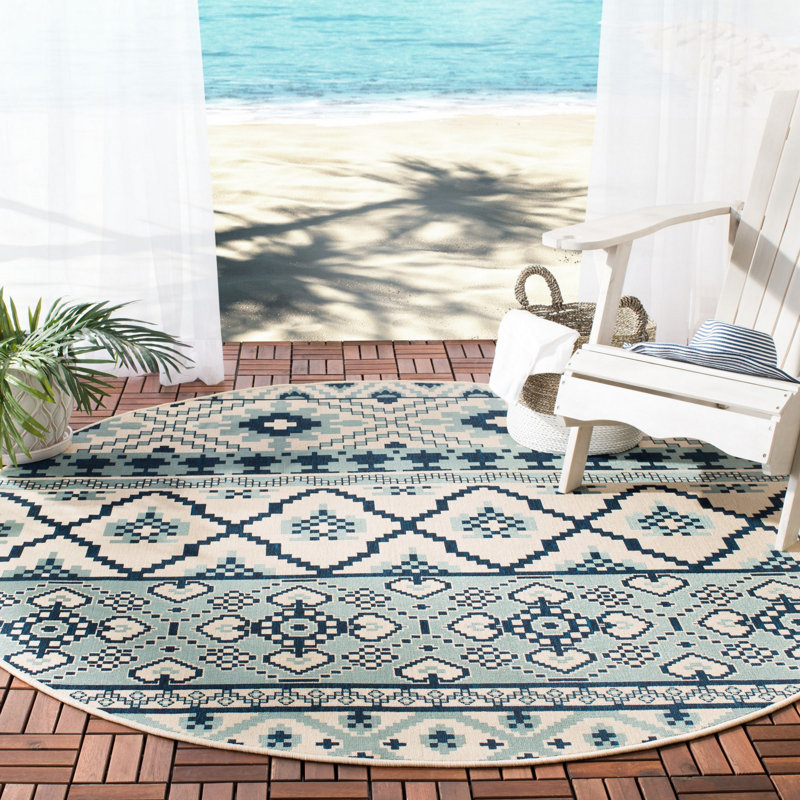 Tapis intérieur / extérieur Northpoint Veranda Southwestern, Rond 6 pi 7 po