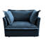 Fauteuil à assise profonde en tissu chenille bleu, avec coussin à haut dossier et 2 coussins décoratifs, grand coussin confortable et relaxant, chenille-1099901397