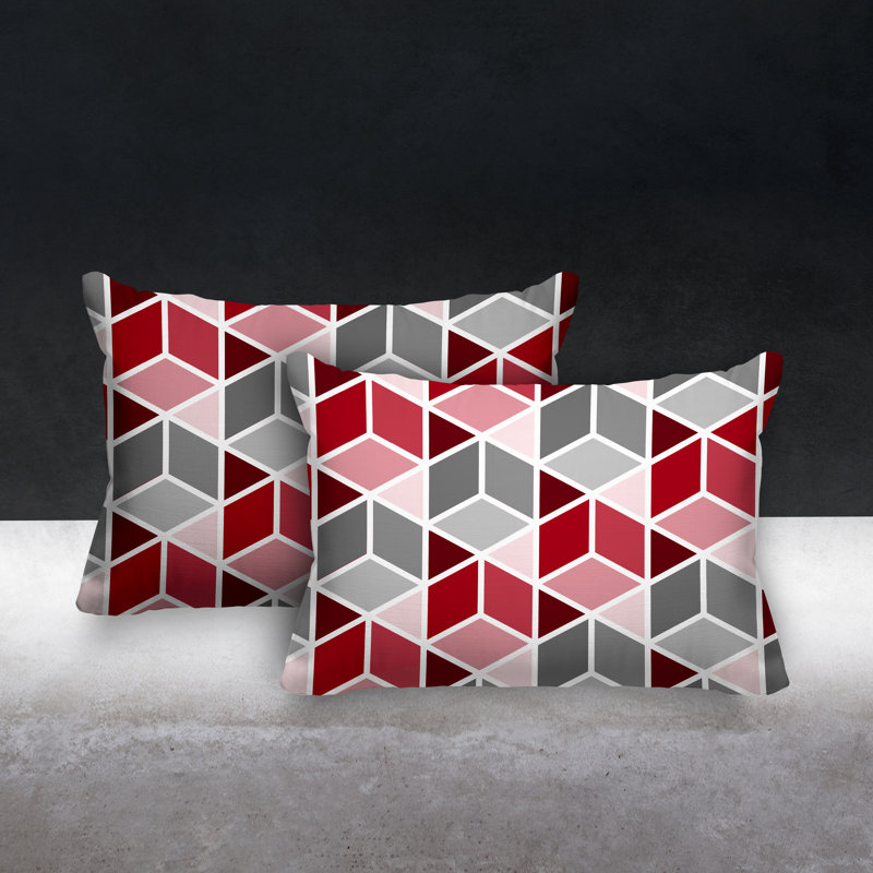 Coussin cubique intérieur / extérieur Cubana, Rouge