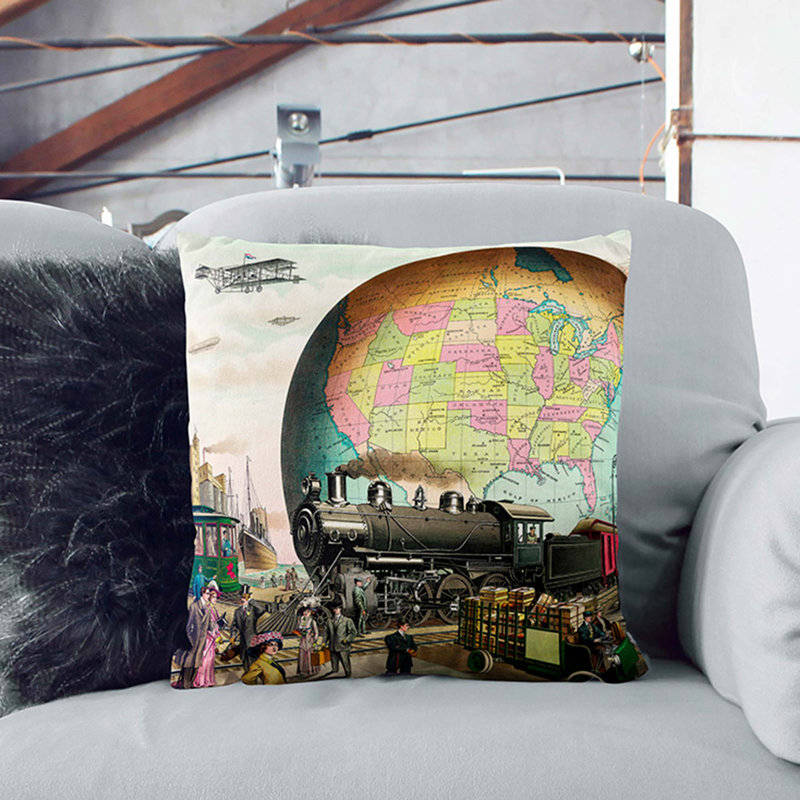 20th Century Transportation Square Throw Cushion, 40 x 40 cm
