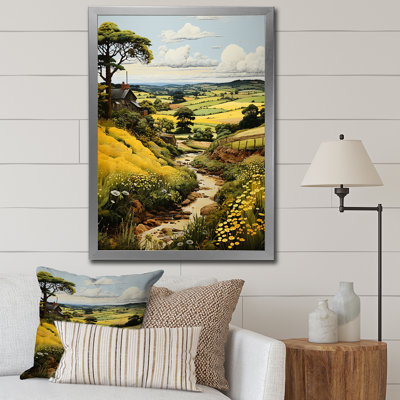 «Balcomb Countryside Green and Yellow Reverie Landscape V», reproduction sur toile
