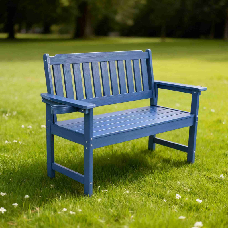 All-Weather HIPS Outdoor Bench, Navy Blue