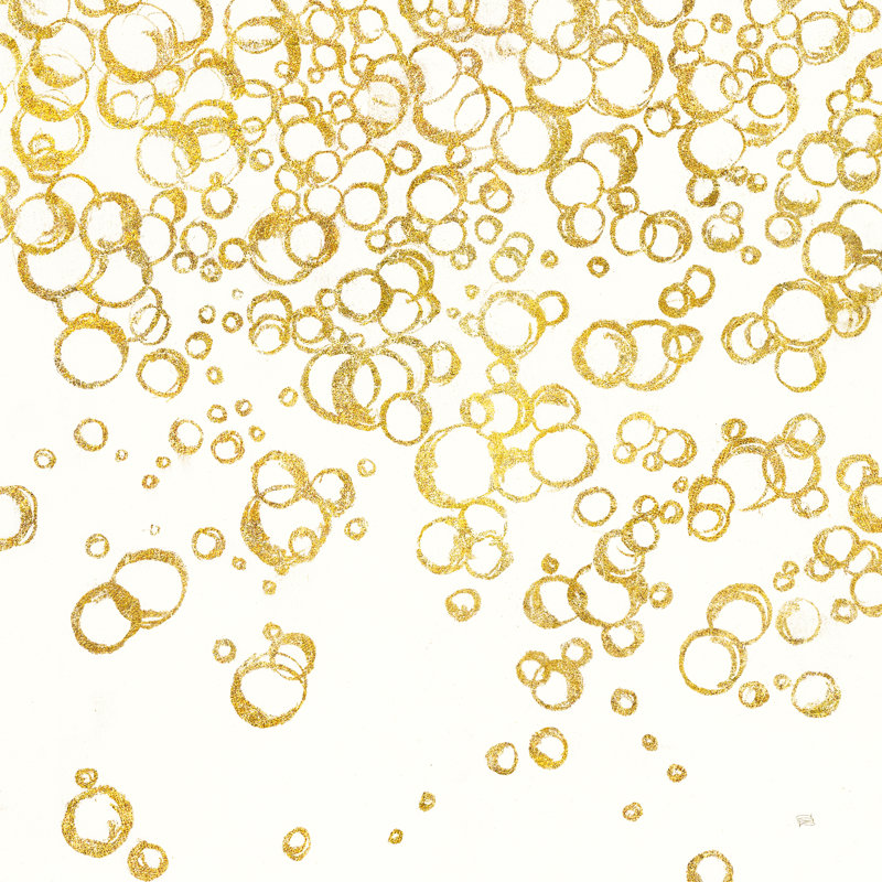 Gold Bubbles I by Chris Paschke - Wrapped Canvas Painting, 51cm H x 51cm W