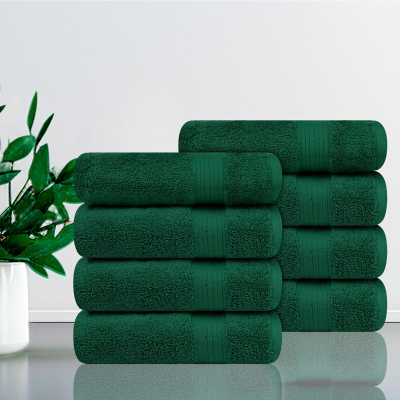 Hand Towel 100% Cotton Absorbent and Quick Drying , Green