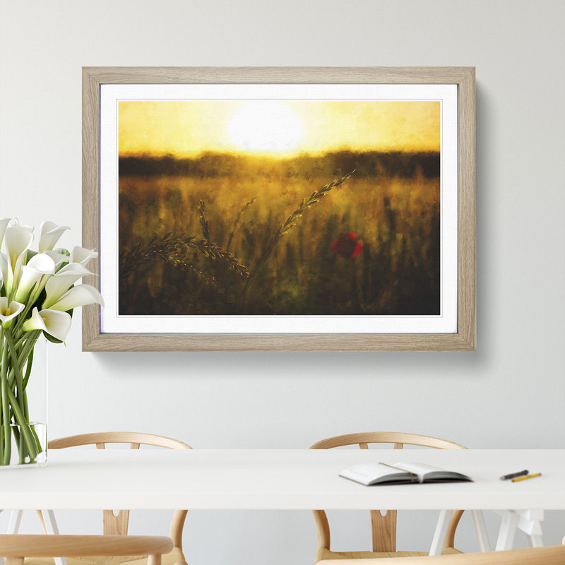 Poppy in a Meadow - Framed Print, 36cm H x 48cm W x 2cm D, Oak Framed