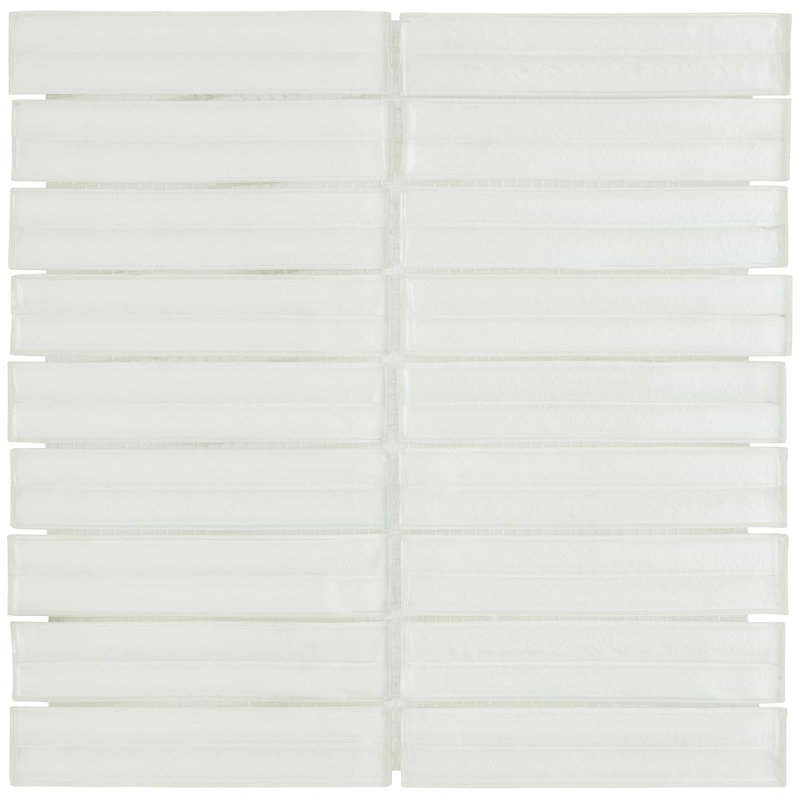 Maya Stacked 12x12 Polished Glass Mosaic Tile, Stacked Pearl