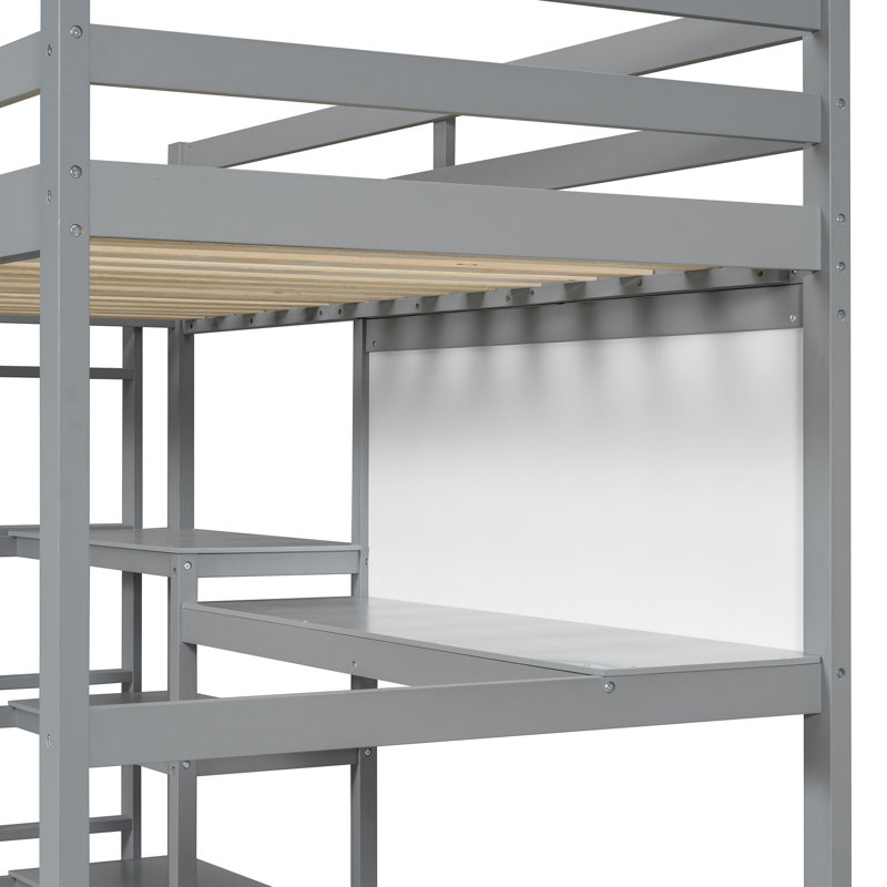 Aboubakar Kids Twin Loft Bed, Gray, Twin 