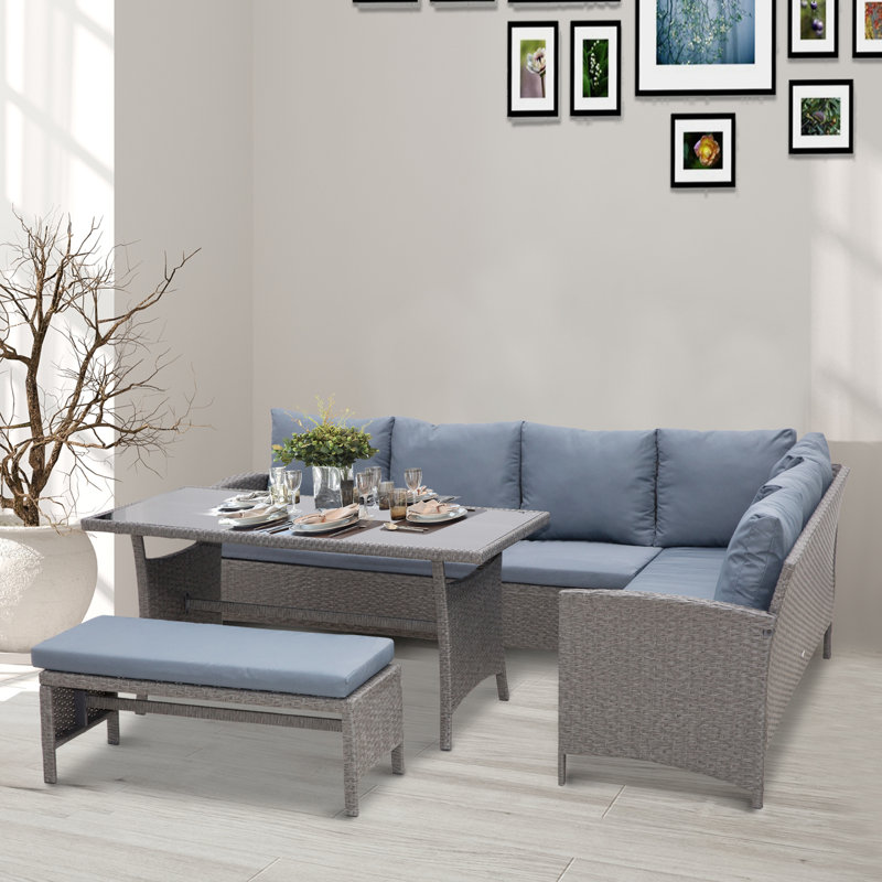 Wicker 8 - Person Patio Conversation Set with Cushions