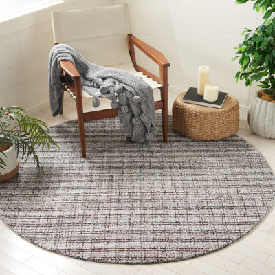 Bromsgrove Plaid Hand Tufted Wool/Cotton Area Rug in Gray/Black