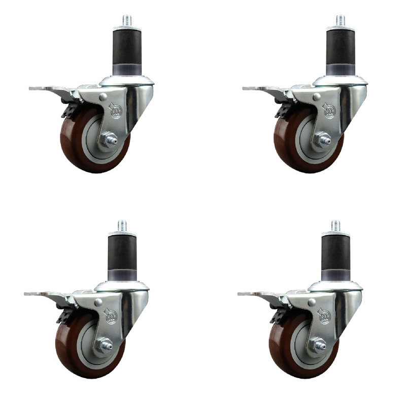 Ensemble de roulettes extensibles 3 pouces en poly, Marron