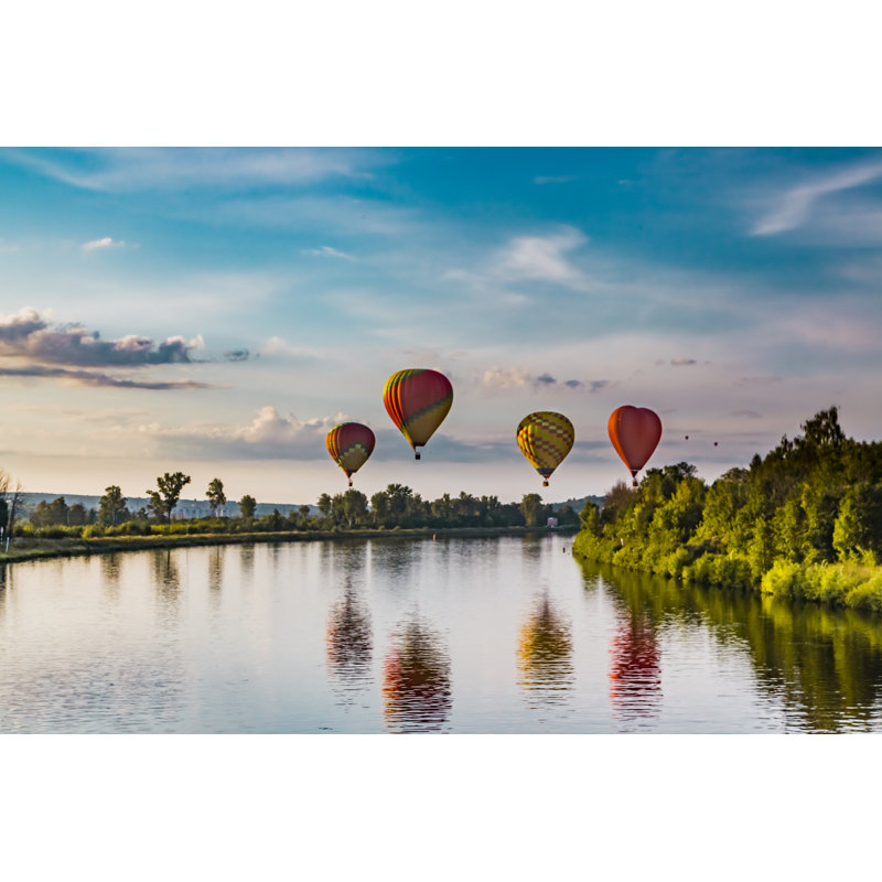 Balloons Near River by Andrey Danilov - Wrapped Canvas Print, 30cm H x 46cm W