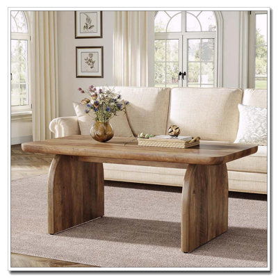 Farmhouse Rectangle Coffee Table with Sturdy Durable Build