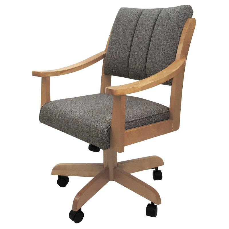 Evteka Dining Caster Chair with Arms, Mojave Gray, Natural