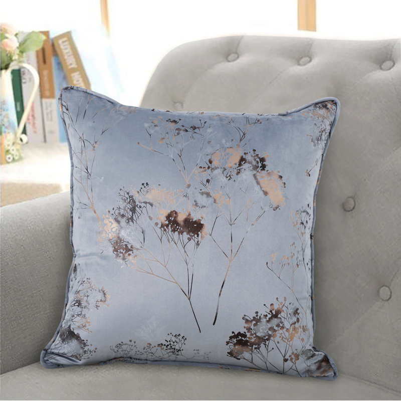 Cooksville Floral Square Cushion, Grey