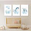 Ocean Nursery Decor, Set Of 3 Room Sea Animal Wall Art Picture Canvas Prints, 12X16 Inch Framed