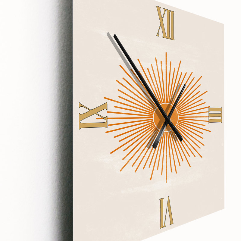 Orange Sun Print II - Modern Wall Clock, Medium