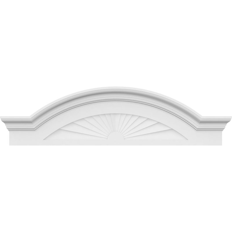 Arche de segment avec fronton en PVC de qualité architecturale Flankers Sunburst, H 10 1/2 po x l 38 po x P 2 1/2 po