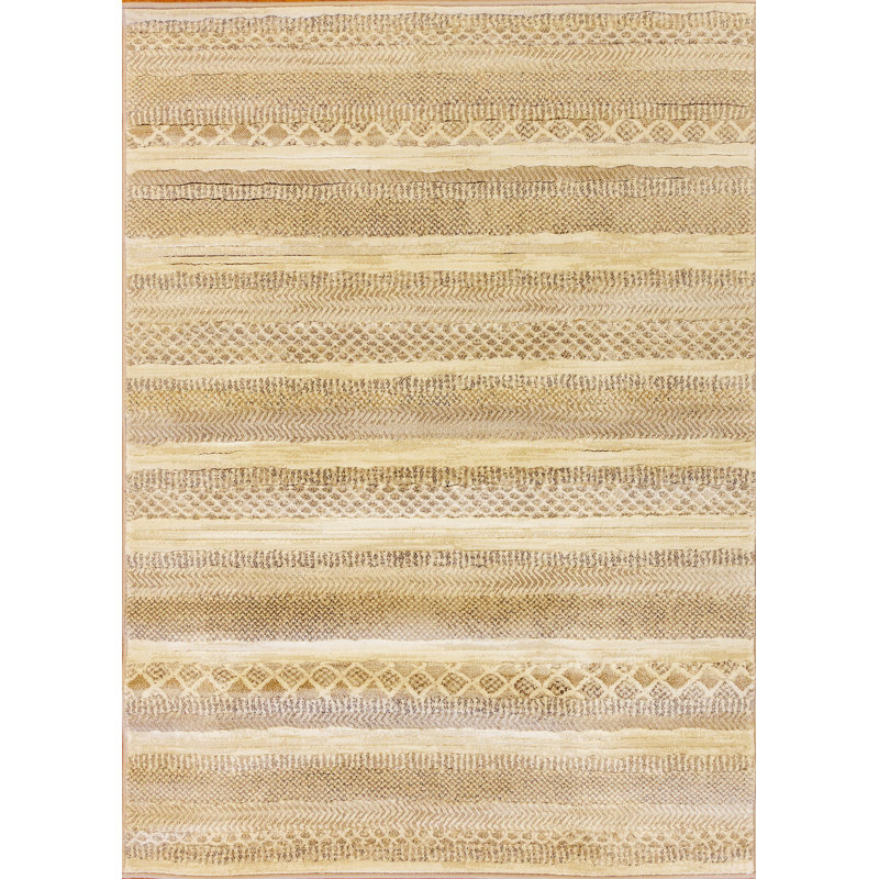 Tapis jaune / crème Artie, Rectangle 7 pi 10 po x 10 pi 10 po