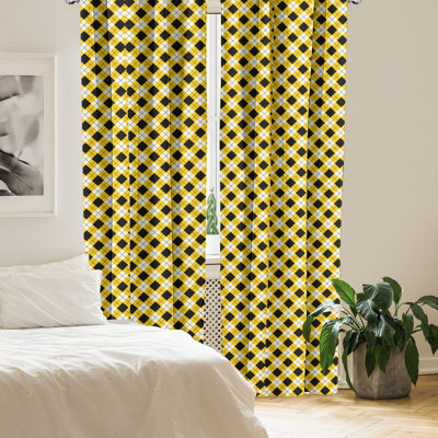 East Urban Home Geometric 4-Panel Curtains, Argyle Grid Pattern 57660
