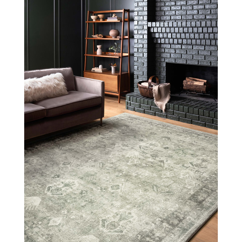 Tapis oriental en acier oriental graphite, Rectangle 7 pi 6 po x 9 pi 6 po