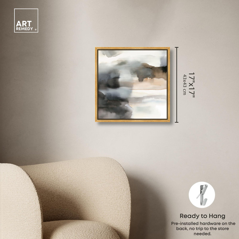 Toile «Tonal Mirage II» par Art Remedy, Cadre flottant doré, H 17 po x l 17 po x P 1,8 po