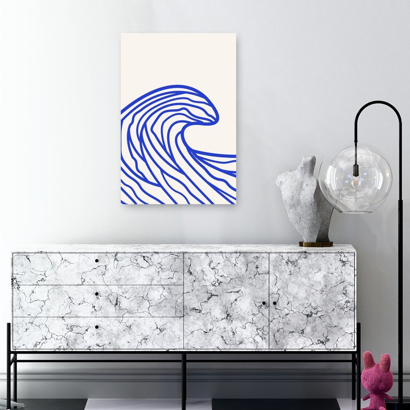 «Blue Ocean Wave», impression d'art mural abstrait minimaliste moderne côtier, 36" H x 24" W