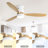 52 Inch Flush Mount Ceiling Fan Dc 3 Solid Wood Fan Blade Noiseless Reversible Motor Remote Control With Light For Home