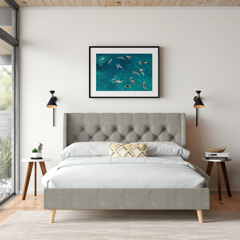 Her Majesty Upholstered Platform Bed, Grey, Double (4'6)