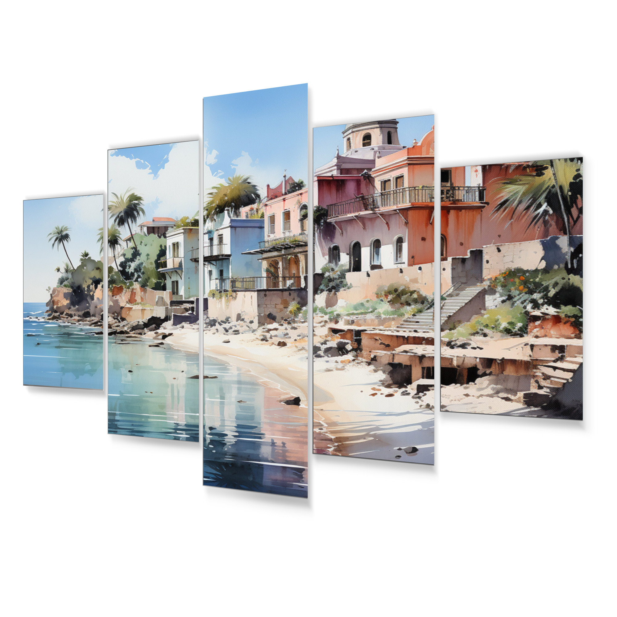 Image showcasing Design Art Dominican Dreamy Coastal Village I - Nautical & Beach Metal ...