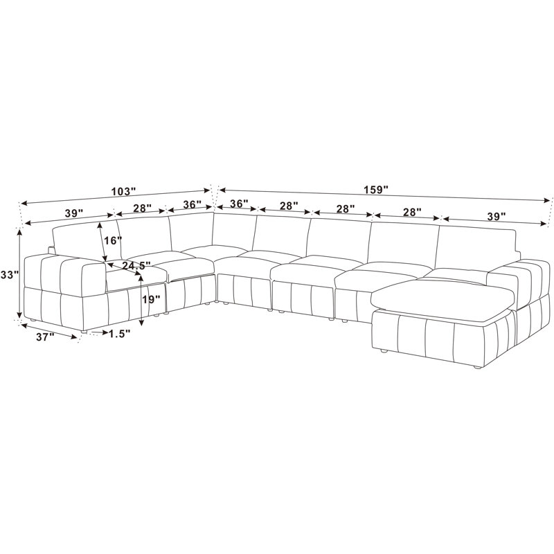 Ebern Designs Sorley 8 - Piece Upholstered Sectional & Reviews | Wayfair