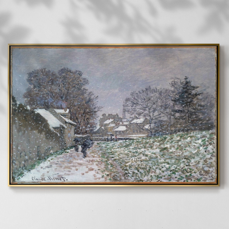 «Snow At Argenteuil 02, 1874 Q», reproduction d'art sur toile, H 25 po x l 37 po x P 2 po, Toile avec cadre doré