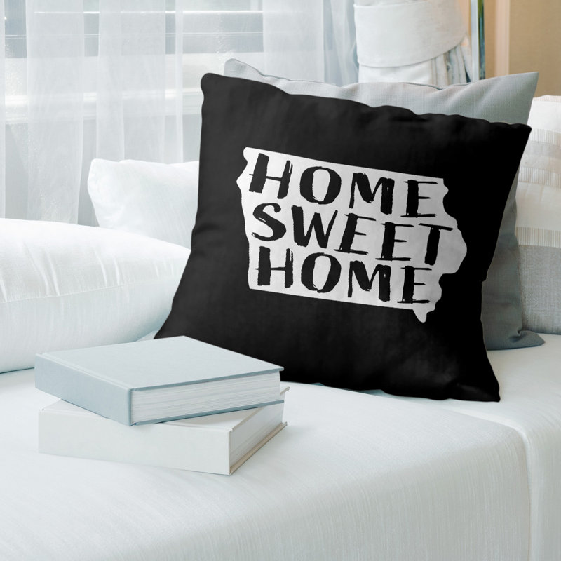 Linen Reversible Throw Pillow, 14" x 14", Black, Iowa